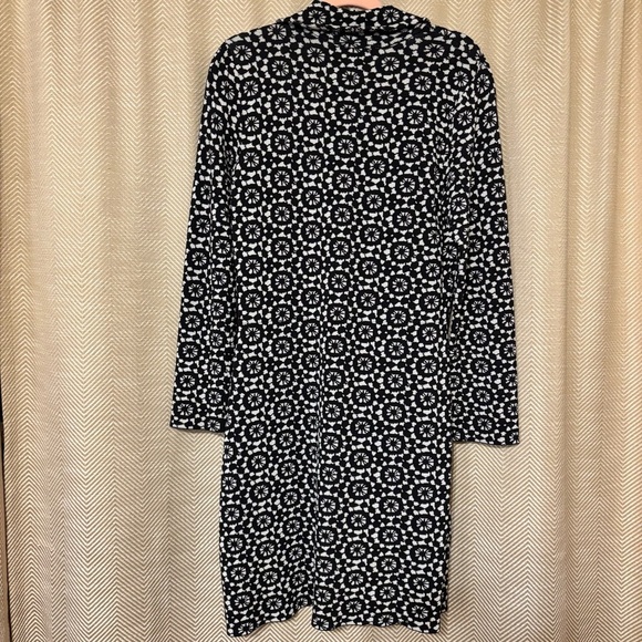 Nine West Black & White Long Cardigan Duster Sweater, Size Large, Hook & Eye - Picture 5 of 5